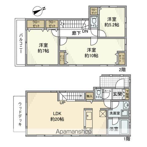 横浜線 大口駅 徒歩15分 2階建 築10年の間取り写真