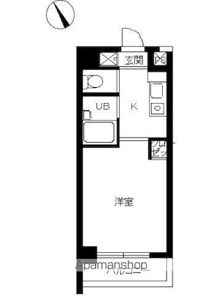 スカイコート新宿新都心第２[1K/19.38m2]の間取図