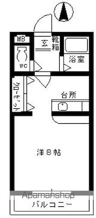 エレガンス浜砂Ⅱ[1R/24.5m2]の間取図