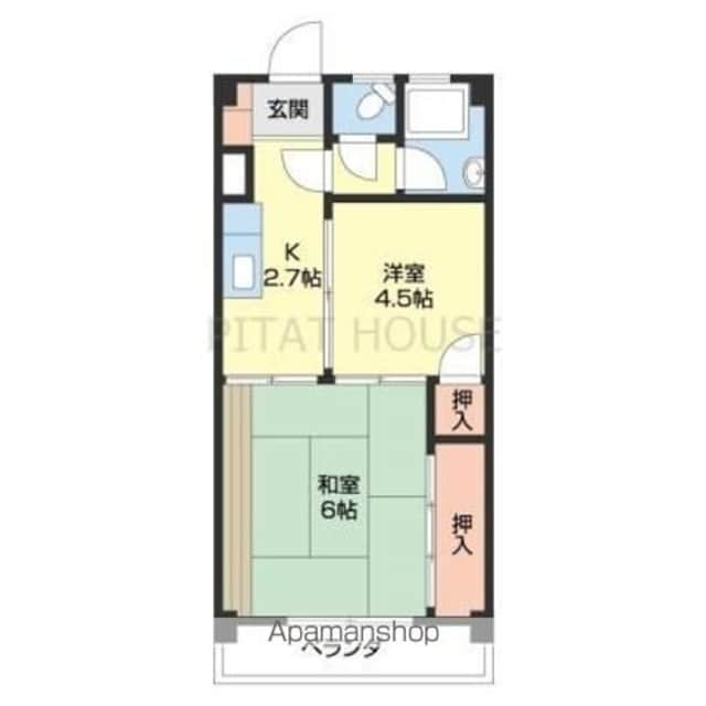 福町ハウスブルーネ[2K/35m2]の間取図