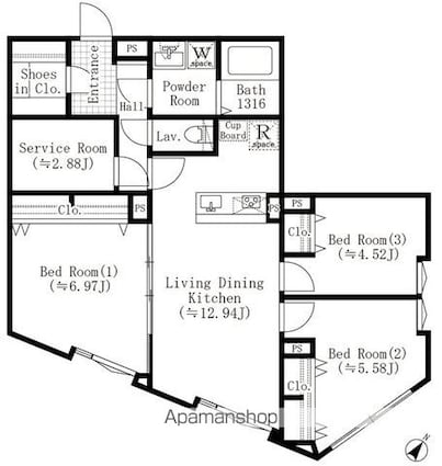 ＥＤＩＴ西池袋[3LDK/73.53m2]の間取図