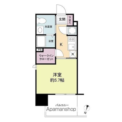 Ｌｉｖｅ　Ｃａｓａ県庁前[1K/22.19m2]の間取図