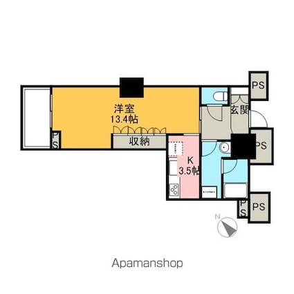 ＴＨＥ　ＴＯＫＹＯ　ＴＯＷＥＲＳ　ＭＩＤＴＯＷＥＲ[1K/44.5m2]の間取図