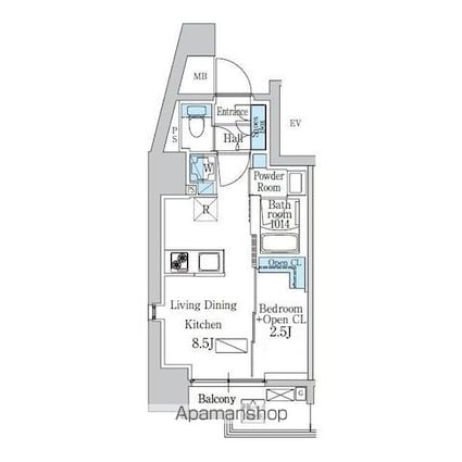 デュオフラッツ品川戸越[1LDK/27.86m2]の間取図