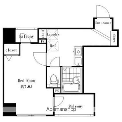 シンシア日本橋浜町[1K/24.02m2]の間取図