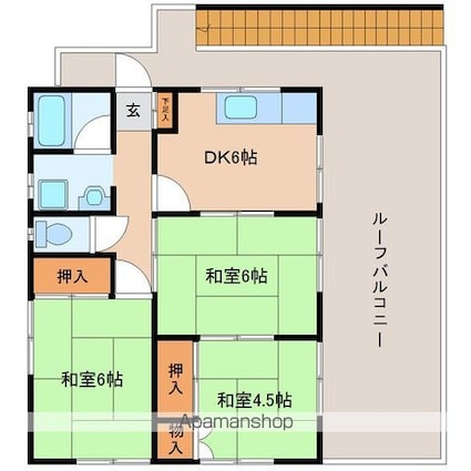 籠ノ瀬店舗・住宅[3DK/51.2m2]の間取図