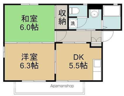 サンルミエールＡ棟[2DK/43m2]の間取図