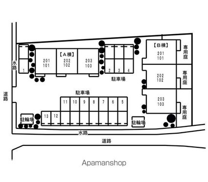 パレス・ニュールミネⅡ　Ａ[2LDK/65.53m2]の配置図