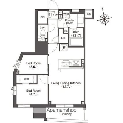 コンフォリア東上野[2LDK/50.78m2]の間取図