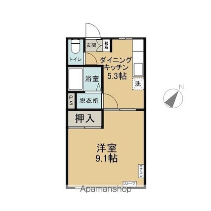 シオンパレスＭＯＹＡ[1DK/33.53m2]の間取図