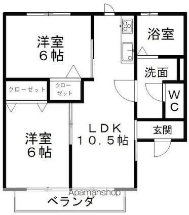 きやハイム[2LDK/49.85m2]の間取図