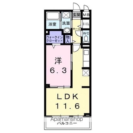ルーチェ[1LDK/42.59m2]の間取図
