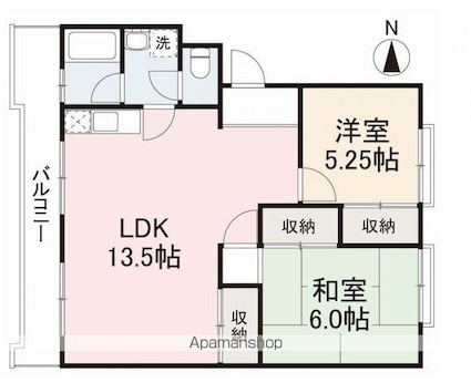香川県高松市鶴市町[2LDK/58.56m2]の間取図