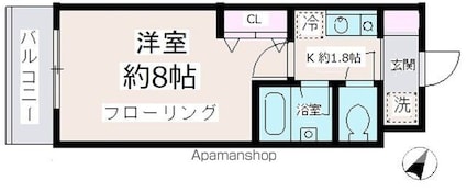 アロデミウ明大前[1K/24m2]の間取図