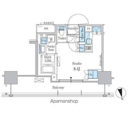 パークアクシス東陽町・親水公園[1R/26.05m2]の間取図