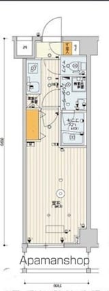 スカイコートパレス芝浦[1K/25.52m2]の間取図