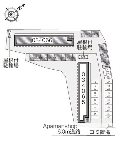 レオパレス金堀台Ⅱ[1LDK/43.06m2]の配置図