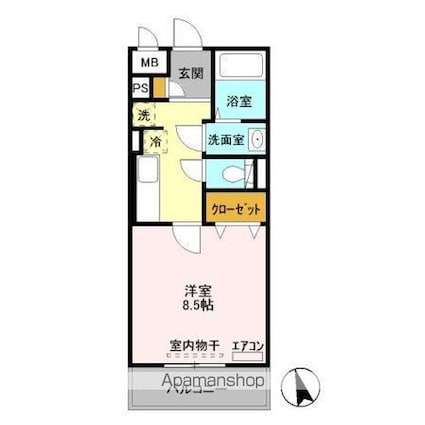ロイヤルフレア・Ｍ[1K/30.19m2]の間取図
