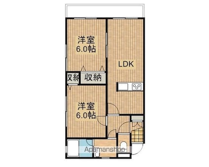 クレストンコート[2LDK/53.55m2]の間取図