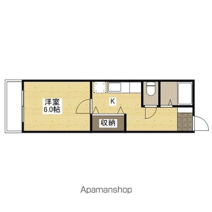 広島県広島市西区大芝２丁目[1K/23.08m2]の間取図