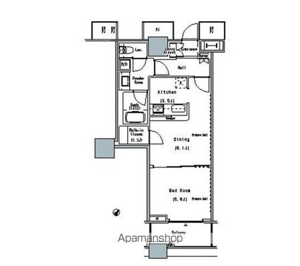 ＴＨＥ　ＴＯＫＹＯ　ＴＯＷＥＲＳ　ＭＩＤＴＯＷＥＲ[1DK/48.1m2]の間取図