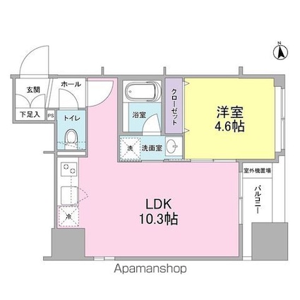 リバーレ東新宿[1LDK/36.6m2]の間取図
