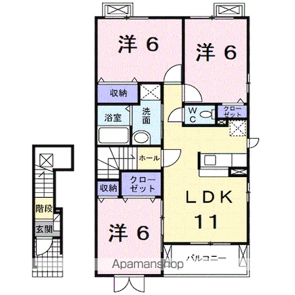 ソル・レヴェンテ　ウーノ[3LDK/68.03m2]の間取図
