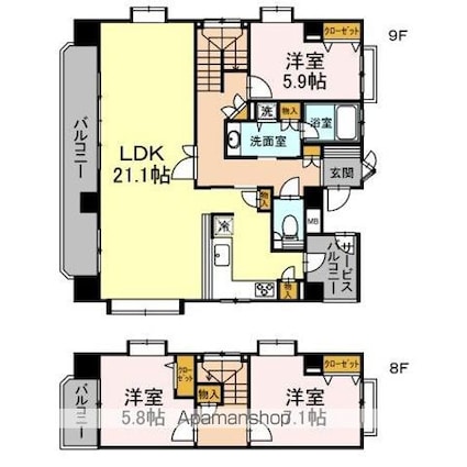 リージェント大橋[3LDK/115.98m2]の間取図