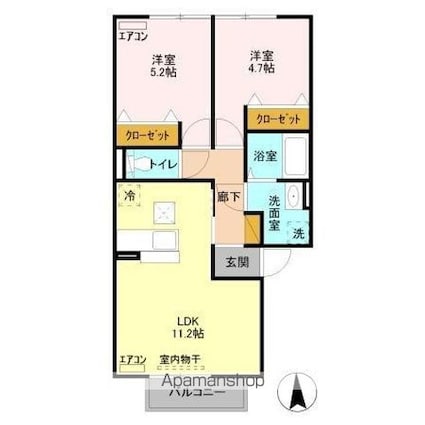 グラマードマレ　Ｂ[2LDK/50.42m2]の間取図