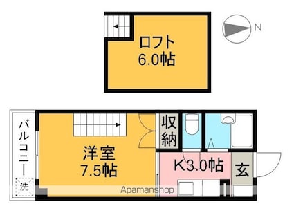 ドミール葛島[1K/36m2]の間取図