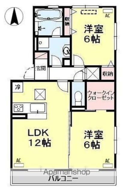 コモレビ大蔵　Ｆ[2LDK/58.37m2]の間取図
