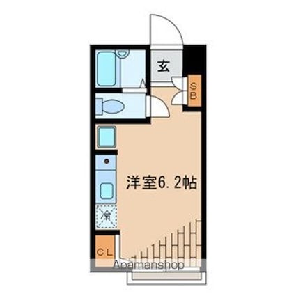 立川パークサイド[1R/14.9m2]の間取図