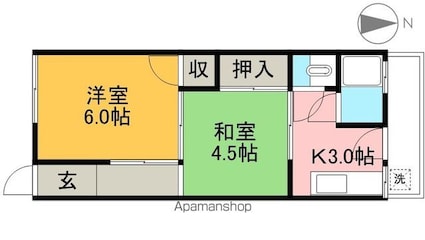 白樺荘[2K/26.5m2]の間取図