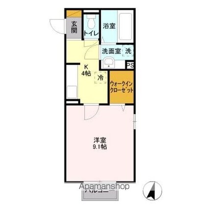 シーパーチェ[1K/33.67m2]の間取図