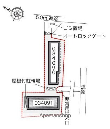 レオパレスクインスＢ[1K/23.61m2]の配置図