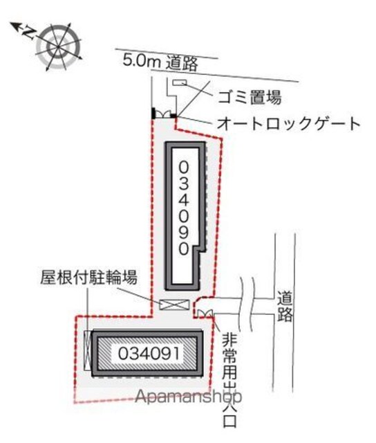 レオパレスクインスＢ[1K/23.61m2]の配置図