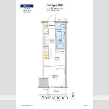 プラウドフラット四谷三丁目[1DK/27.14m2]の間取図