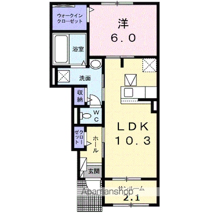 ハルレイ　Ｂ[1LDK/47.66m2]の間取図