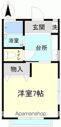 ハイツハピネ[1K/23.14m2]の間取図