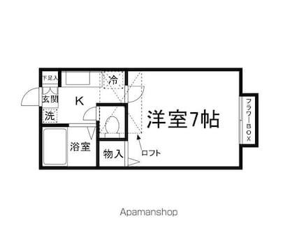 トゥインクルコート富沢[1K/20.84m2]の間取図
