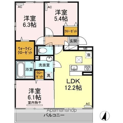 ウエスト　ヴィレッジⅢ[3LDK/67.53m2]の間取図