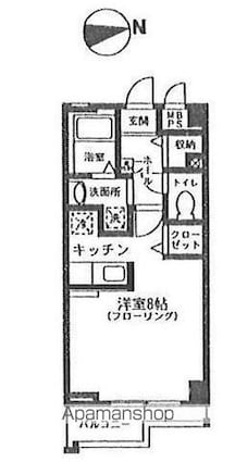 東京都中野区新井２丁目[1K/28.8m2]の間取図