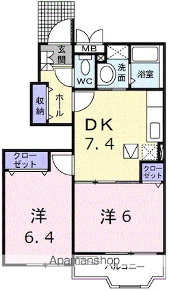 ペルル[2DK/46.17m2]の間取図