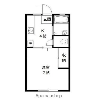 アーバンライフＢ棟[1K/23.77m2]の間取図