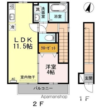 コージィー　コート　プルミエ[1LDK/42.46m2]の間取図
