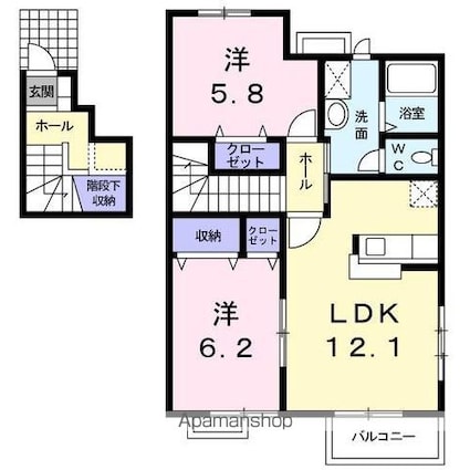 香川県高松市円座町[2LDK/65.53m2]の間取図