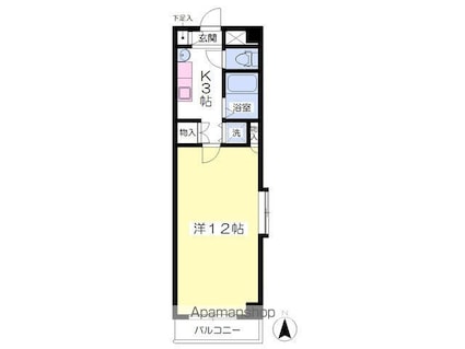 ベルメゾン生石南[1K/25.54m2]の間取図