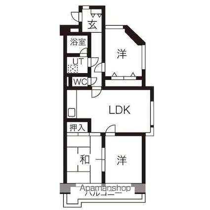 グランドハイリス上社[3LDK/62.77m2]の間取図