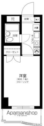 東京都杉並区上高井戸３丁目[1K/18.2m2]の間取図
