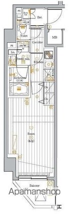東京都目黒区東山２丁目[1K/26.31m2]の間取図